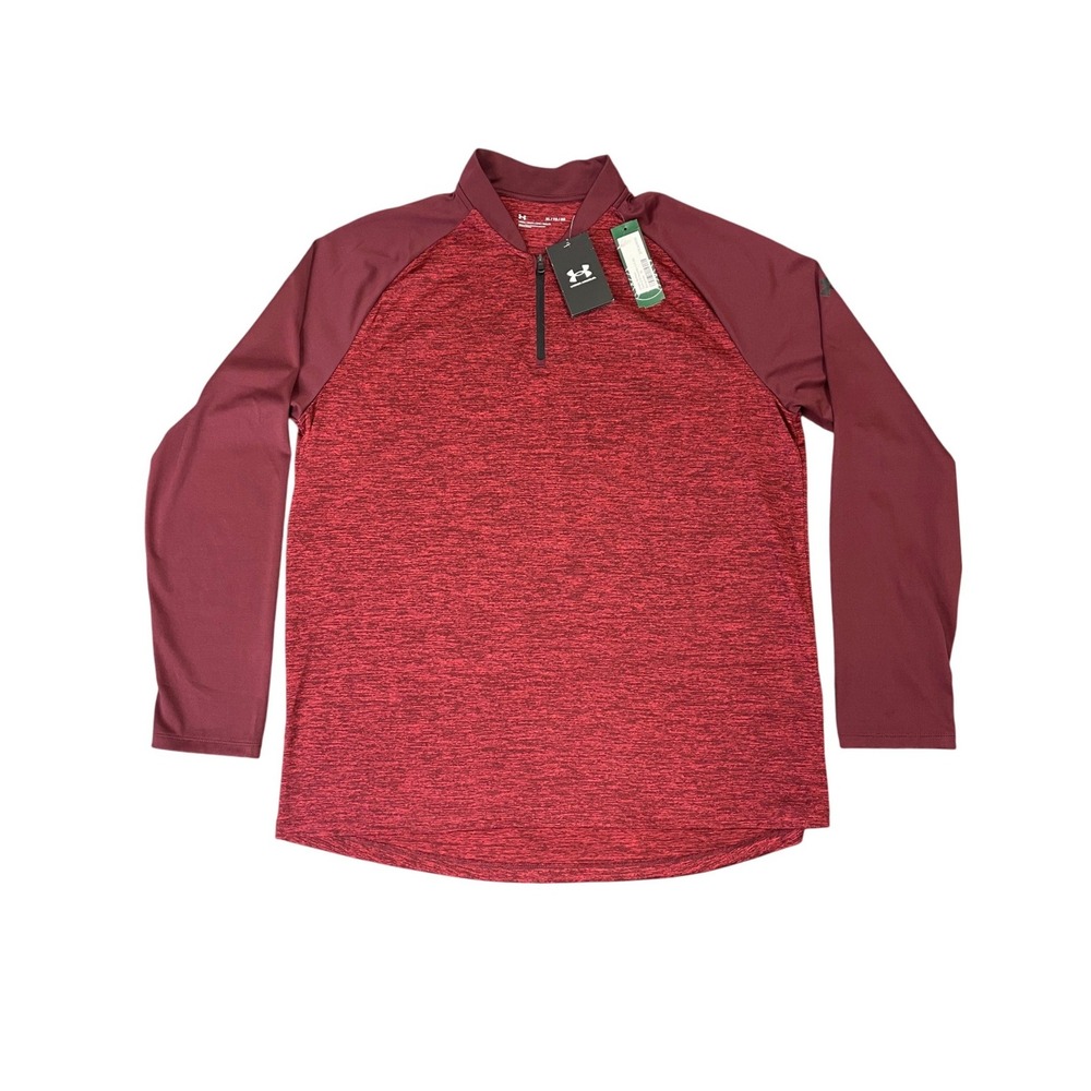 NEW Under Armour Mens Tech 2.0 Novelty 1/4 Zip Burgundy Pullover XL